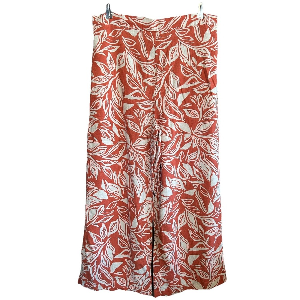 Jules & Leopold High Waist Wide Leg Pants Leaf Size L Linen Rayon Blend
